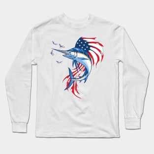 Fishing Patriotic Sailfish Long Sleeve T-Shirt